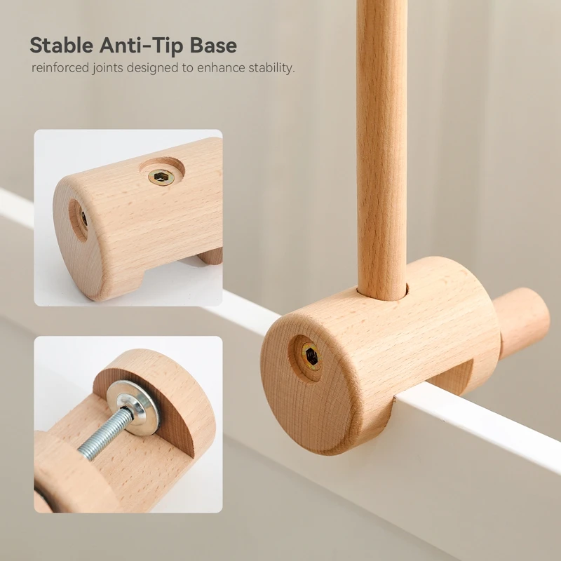 Nuova staffa per campanello in legno per bambini 0-12 mesi Mobile in legno appeso sonaglio porta giocattoli accessori decorativi staffa per braccio regalo per bambini