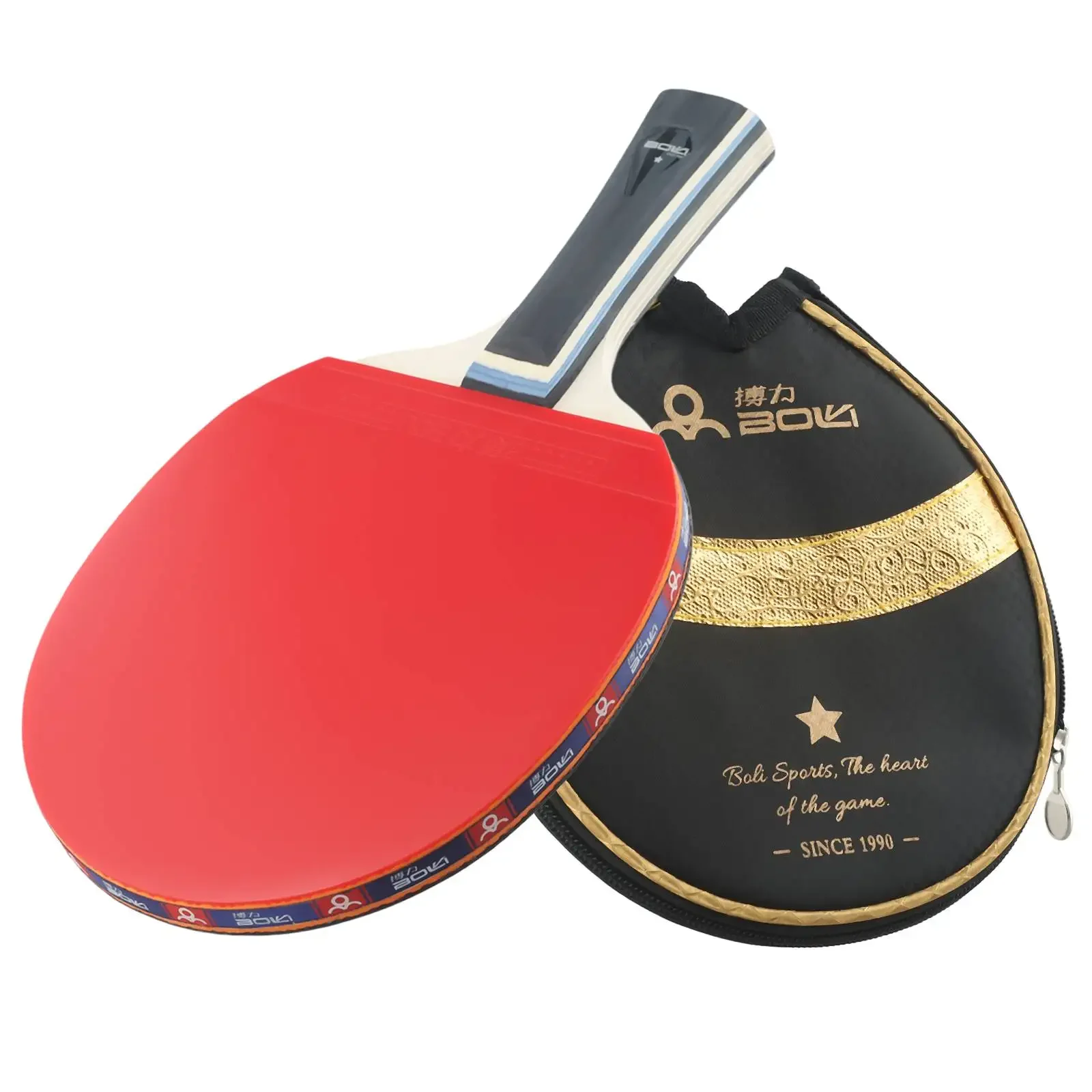 Bat Table Tennis Racket With Bag Wood Rubber Black Red Double-sided Heft Reverse Glue Sports Strong Spin 7 Ply