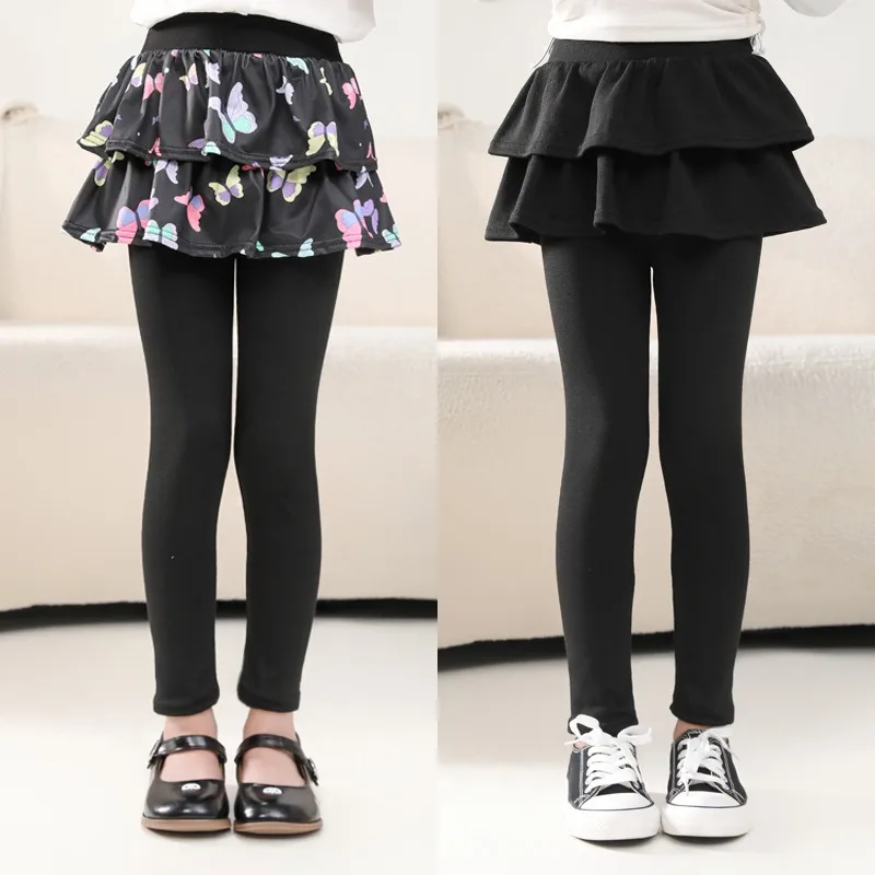 Girls\' Leggings Spring and Autumn Styles Children\'s Fake Two-piece Pantskirt Wearing Elastic Skirt Pants for Girls Outside
