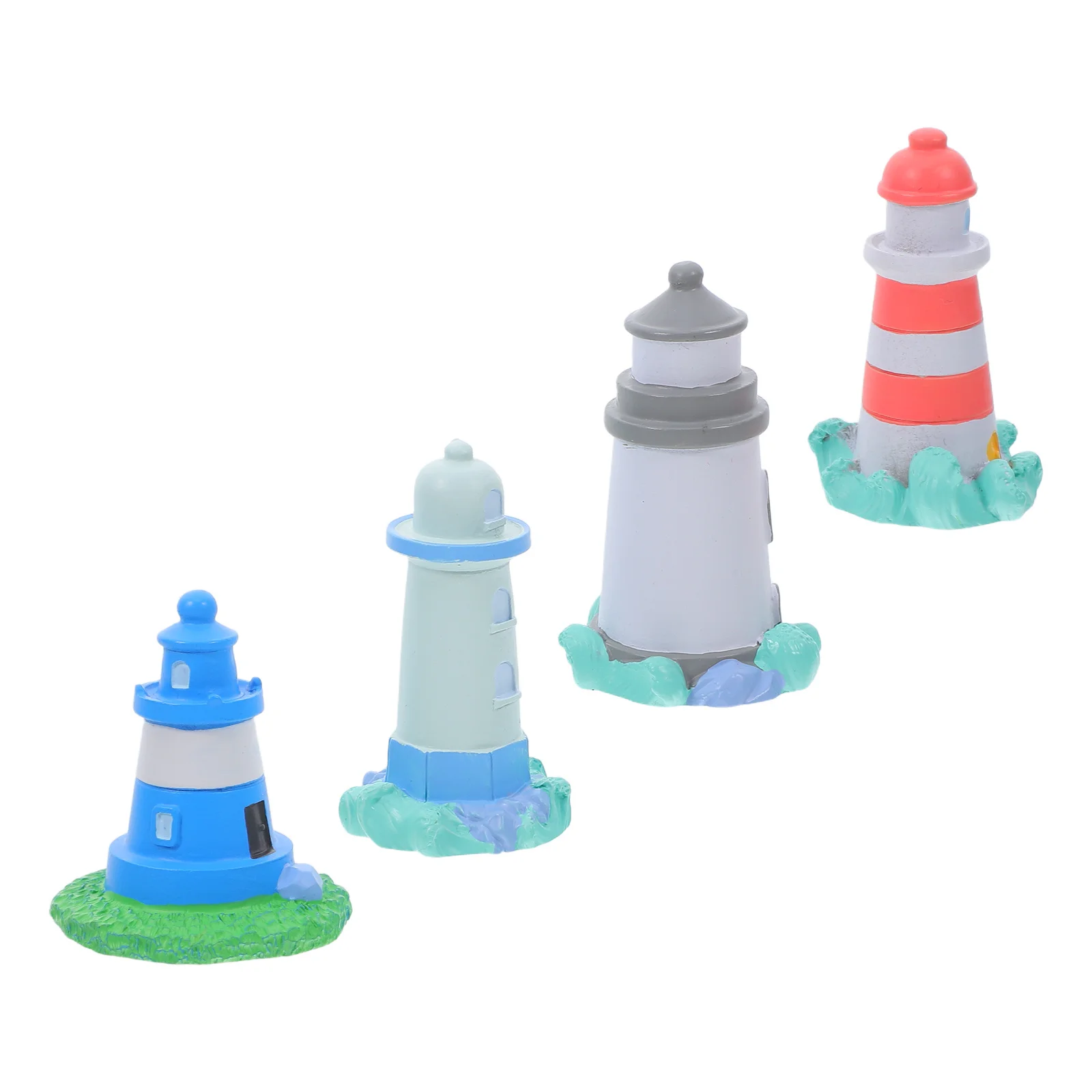 

4Pcs Mini Lighthouse Decoration Sturdy Resin Craft for Seaside Office Party Event Tabletop Ambiance