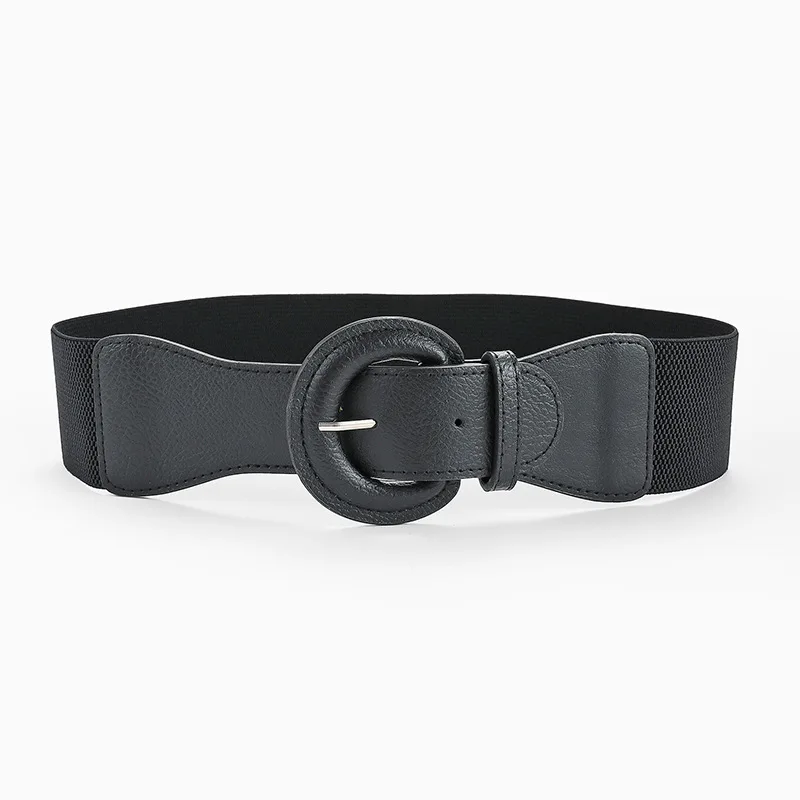 Cintura da donna nera elastica con fibbia a fiore retrò occidentale Cintura da donna alla moda Cappotto maglione Fascia da smoking per donna