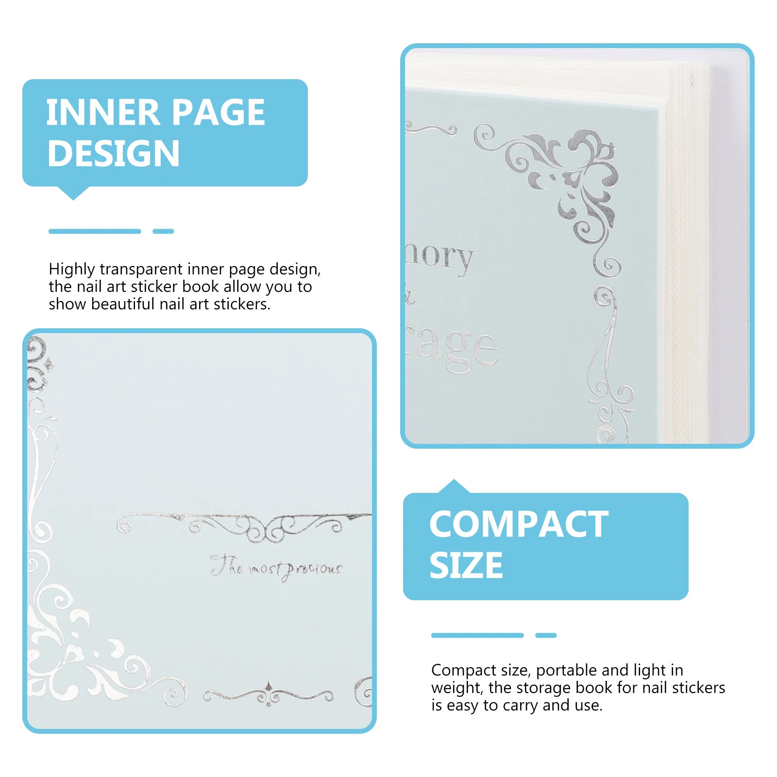 

Transparent Sticker Album Portable Sticker Storage Book Organizer For Nail Art Decals Collection Display Nail Salon Supplies