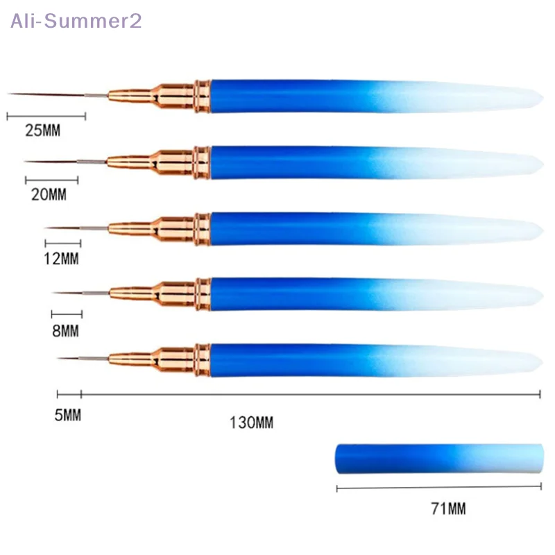 {MX} 5Pcs 5/8/12/20/25mm Nail Art Pens Gradient Handle Drawing Liner Brush Nail UV Gel Polish Painting Brush Manicure Tools