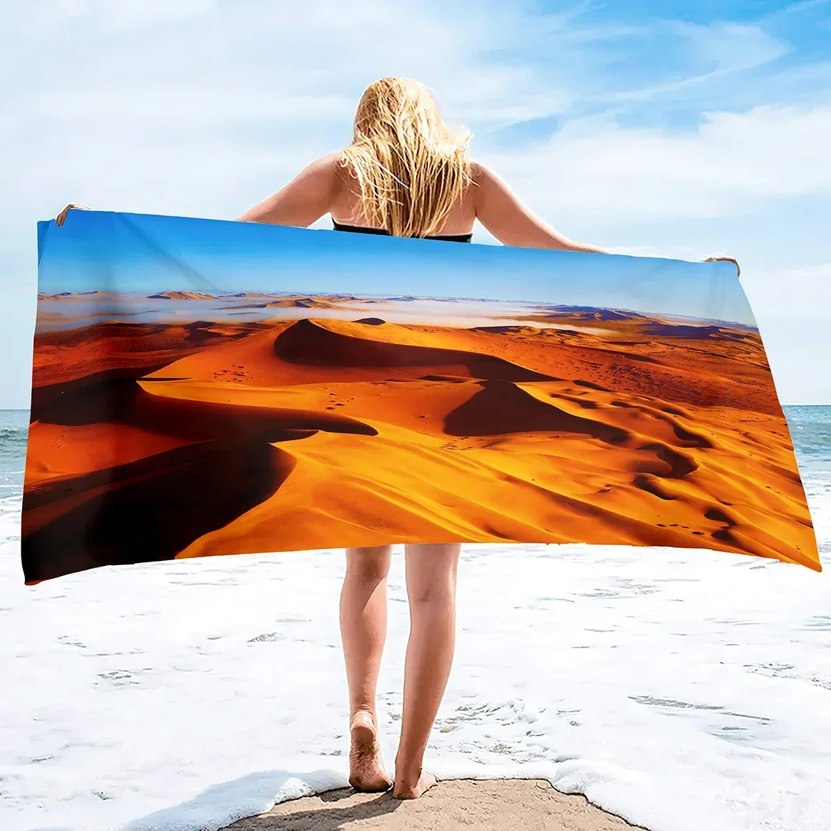 Microfiber Beach Towel,Desert Beach Towel Oversized,Super Soft Water Absorpt Bath Towels Quick Dry for Bathroom Pool Swim