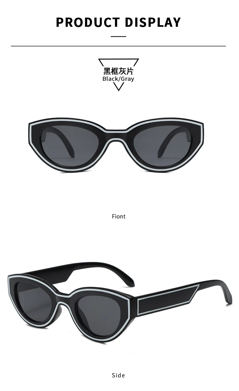 Neue Ankunft Platz Cat Eye Sonnenbrille Frauen Oval Vintage Marke Elliptische Sonnenbrille für Weibliche Shades Männliche Brillen Sonnenbrillen – Detail 9