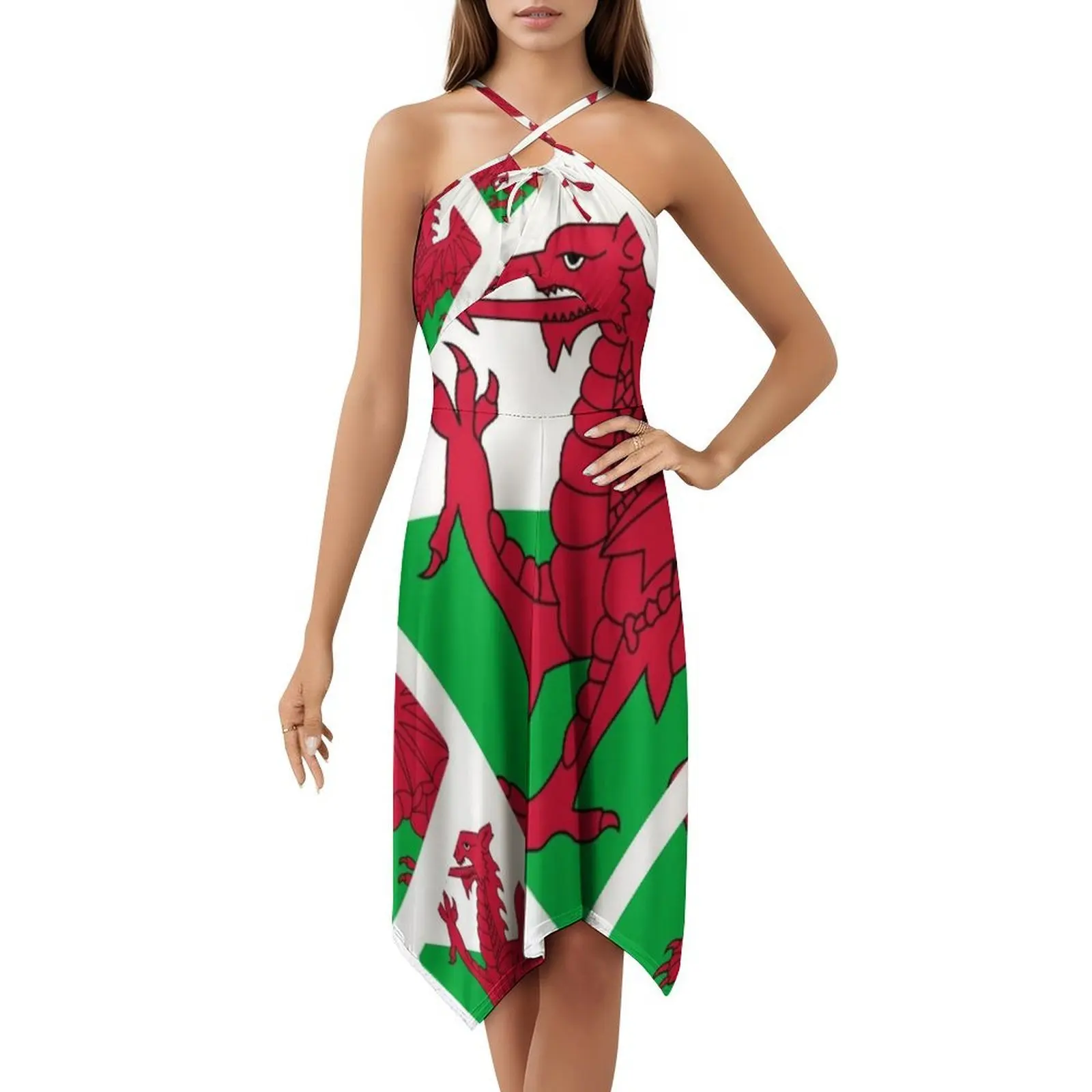فستان حفلات نسائي بعلم الويلز ملابس الشارع الشهير ملابس نادي مطبوعة عصرية للنساء تصميم العلم الويلزي فساتين نسائية
