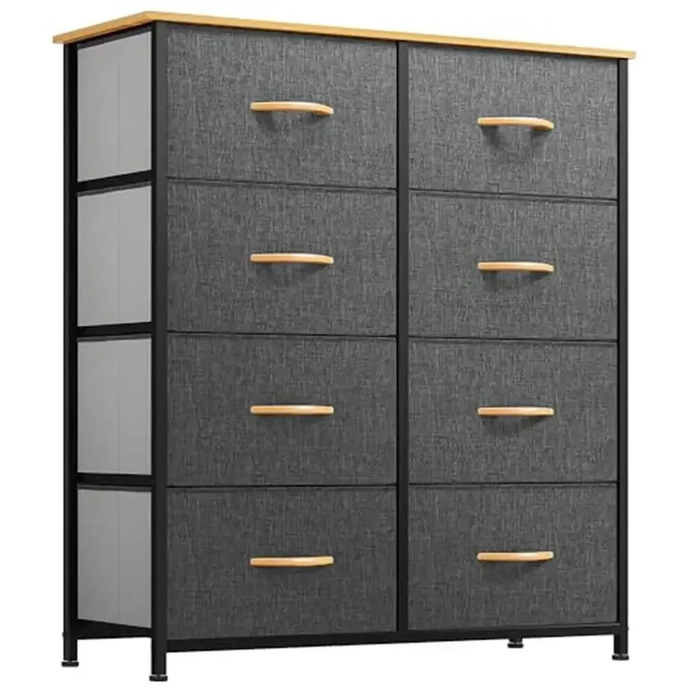 8-Drawer Fabric Dresser Tower Bedroom Living Room Storage Organizer Steel Frame Unit