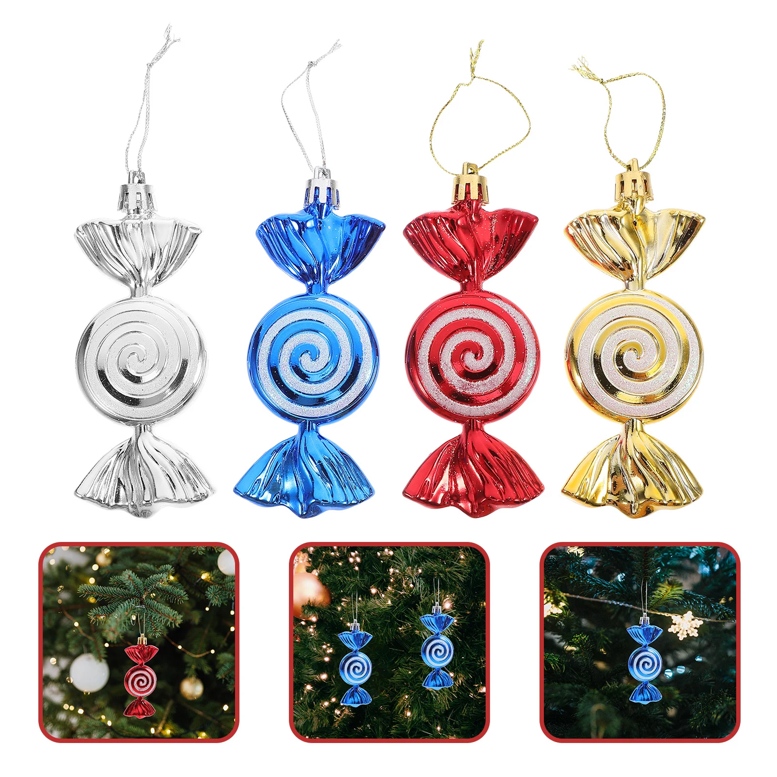 

4Pcs Christmas Tree Hanging Ornament Candy Pendant for Xmas Party Decorations in Home Hotel Office Coffee Shop