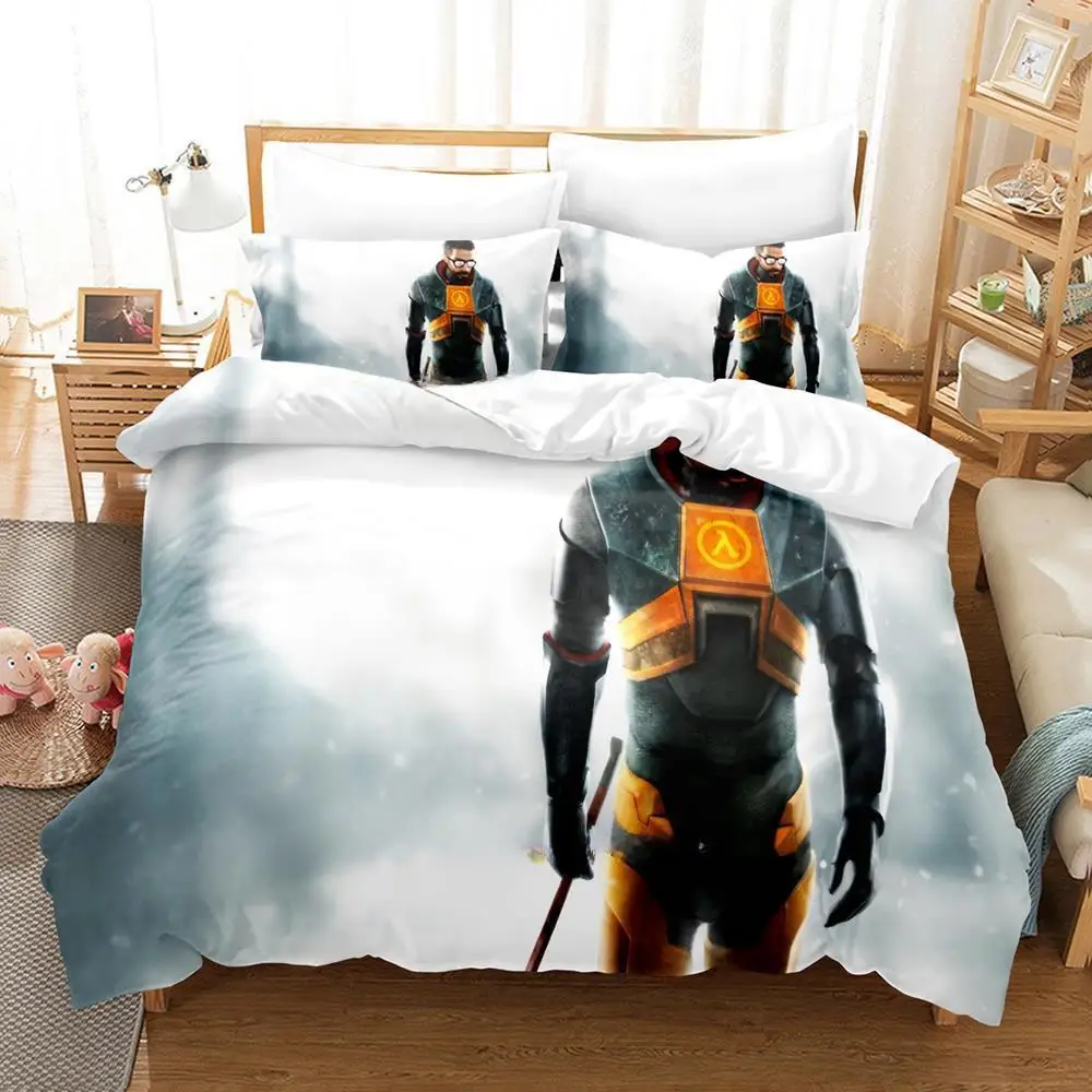 New Game Half Life Bedding Set Single Twin Full Queen King Size Bed Set Adult Kid Bedroom Duvet Cover Sets Anime Bed Sheet Set