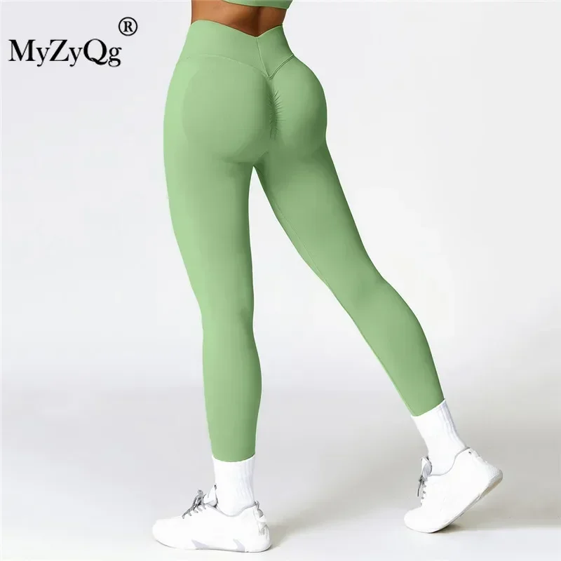 MyZyQg Hohe Taille und Hüftlift Fitness Yoga Leggings Frauen Laufhose Nahtlose Stretch Schlankheits Bauch Kompressionshose