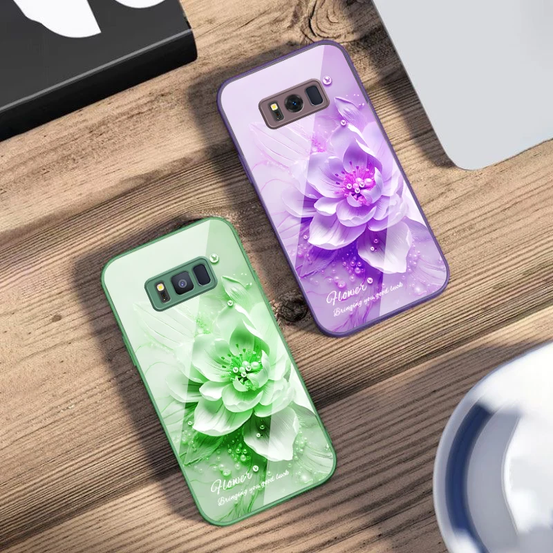 

Blooming blue flowers For Samsung S25 S25 Edge S25Ultra S8 9 S10 20 U ltra S21 Pro 22 Plus S23 FE S24 Ultra Glass Phone Case