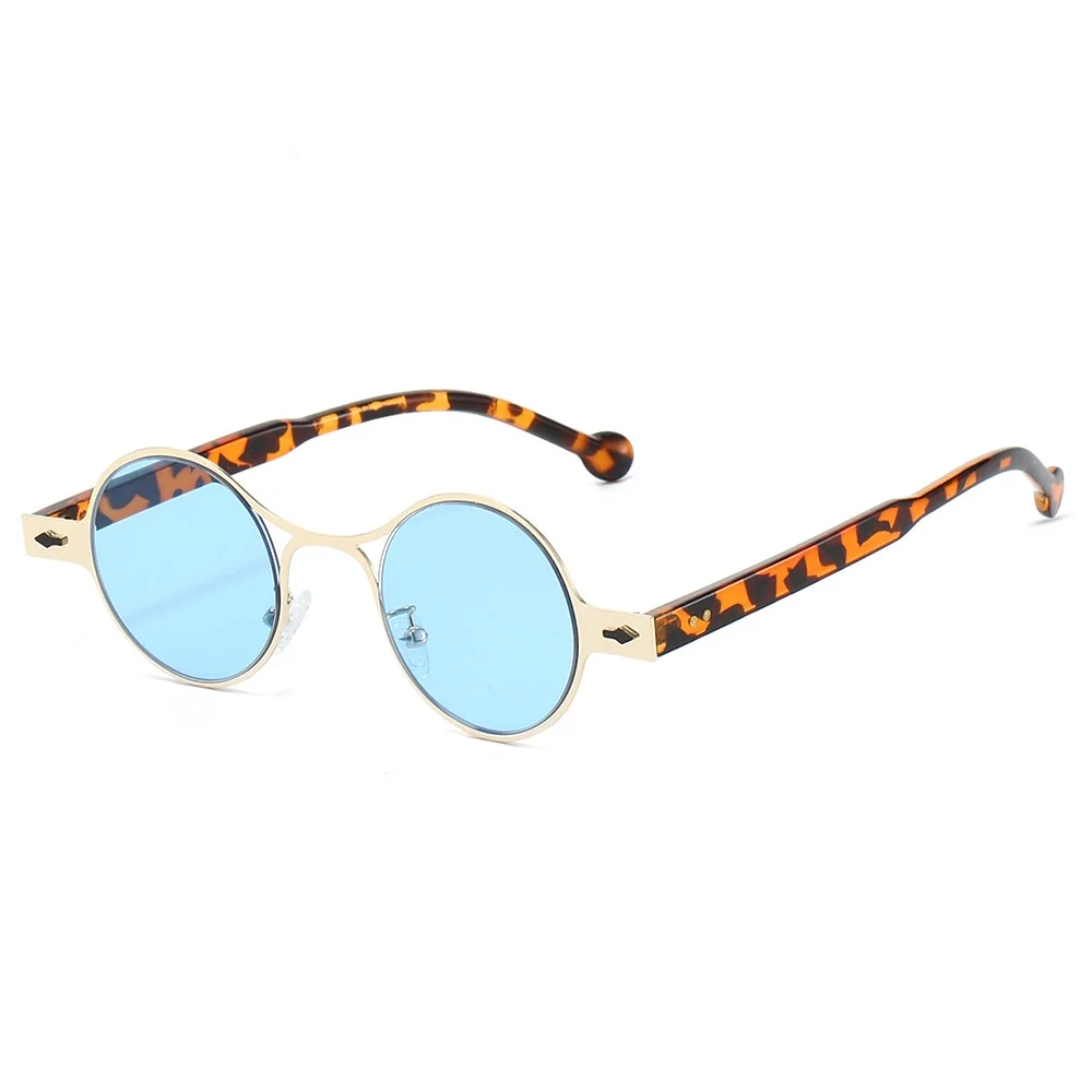 

New Retro Round Women Sunglasses Brand Metal Frame Punk Style Design Men Trendy Rivet Gradient Sun Glasses UV400