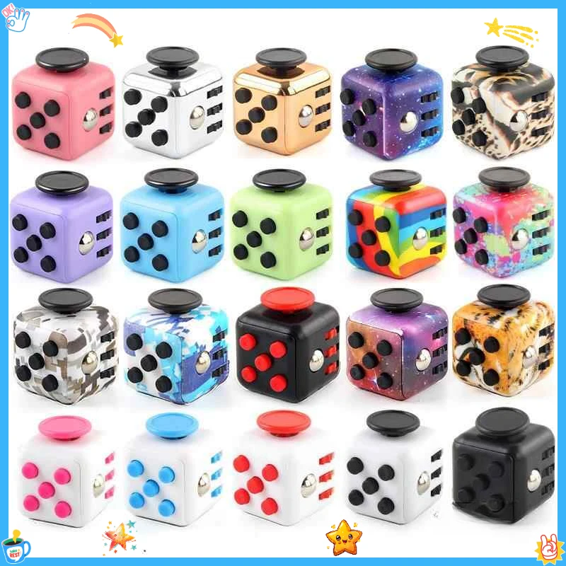 6-in-1 Fidget Cube Antistress Toy 3.4cm 40g - Hand Spinner Decompression Tool for ADHD Autism Anxiety Stress Relief Kids Adults