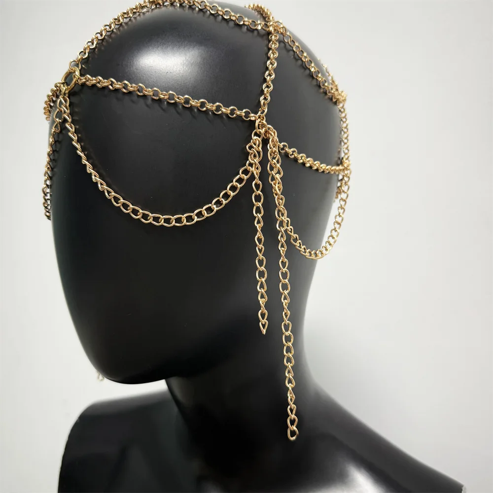 Silberner Metallketten-Kopfschmuck für Damen, Y2K Quasten-Fransen-Haarschmuck für Festival, Rave-Party, Kostüm, Sexy Performance-Accessoire – Detail 13