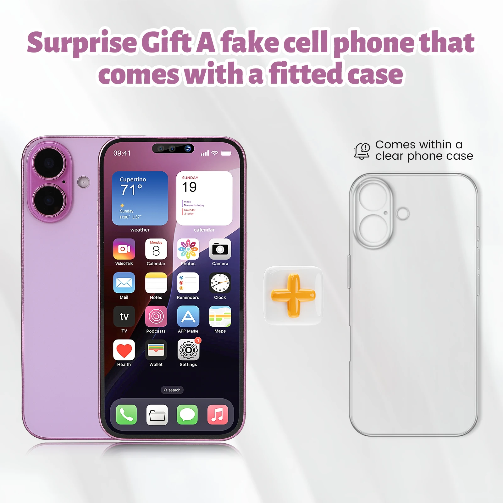 Fake Phone Dummy Prop Phone, Prank Stuff Decoy Phone Pear Phone Non-Working Phone 16, Display Phone Look Like Real Phone 16 Pink