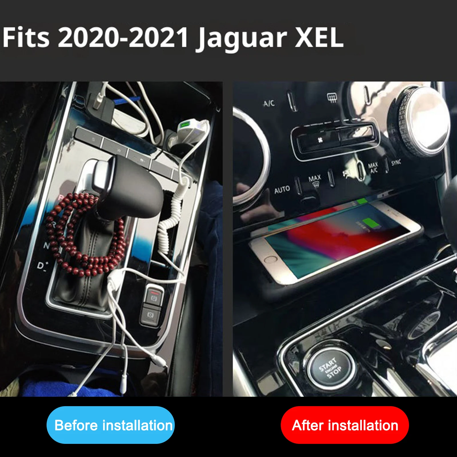 2Din for Jaguar F-pace XE XF XFL 2016-2019 Car Wireless Mobile Phone Charger Center Console Storage 18W fast charge plate holder