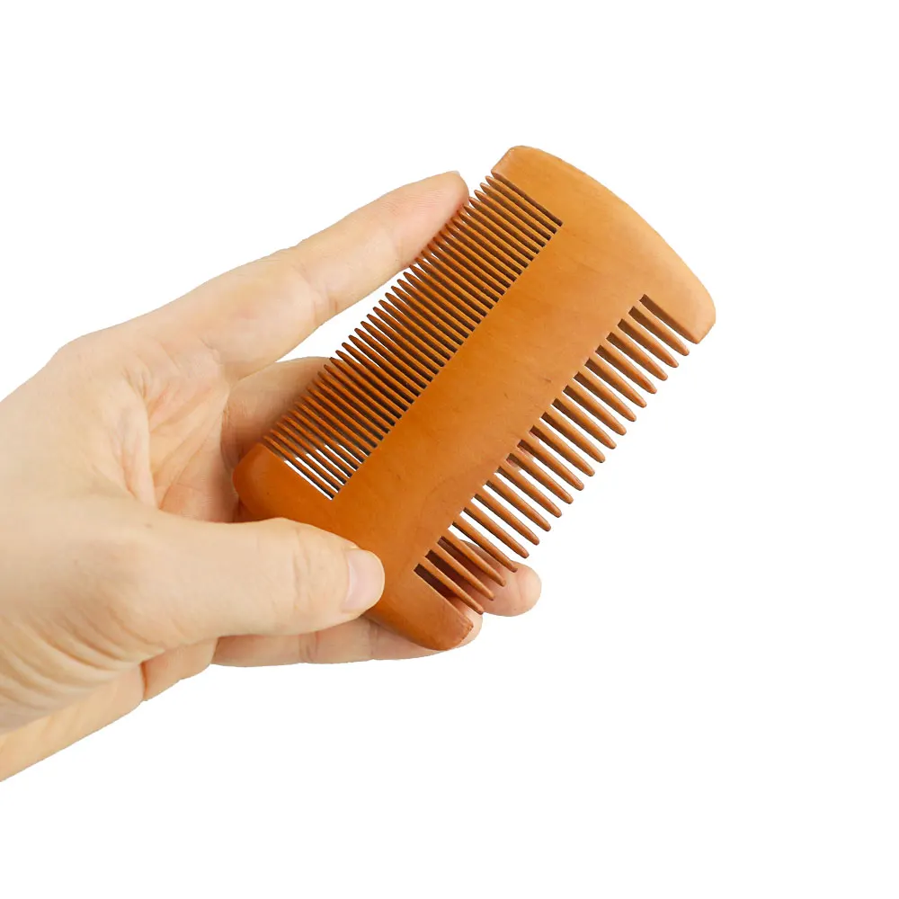 Cepillo de barba de madera de cerdas de jabalí para hombres, herramientas de afeitado de peluquero, peine de bigote con bolsa de regalo, juego de