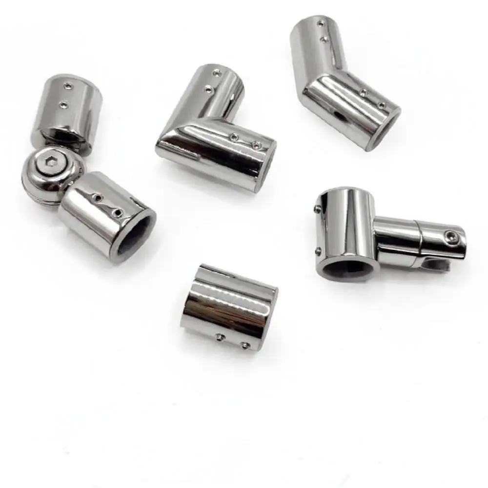 Modern Shower Door Hinge Connector For Glass Panel Round Pipe Support Stabilizing Hardware Brushed Stainless Steel Fitting