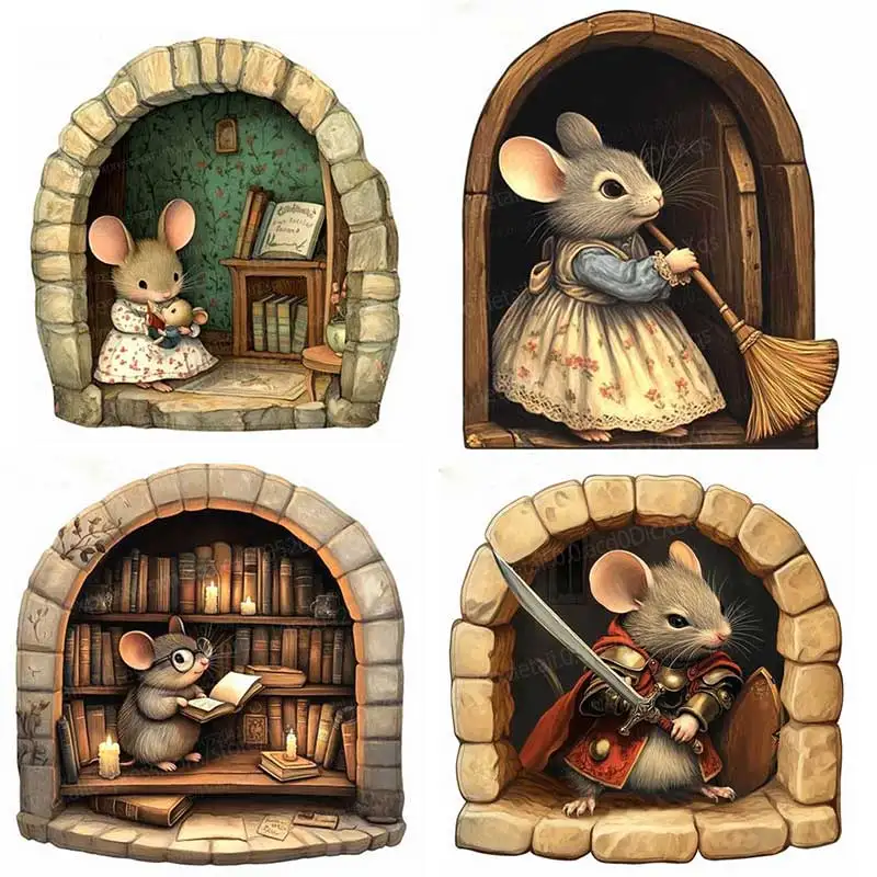 Creative Cartoon Mouse Hole Stickers Cute Little Mouse Waterproof Household Wall Decorative Self-Adhesive Stickers AA243