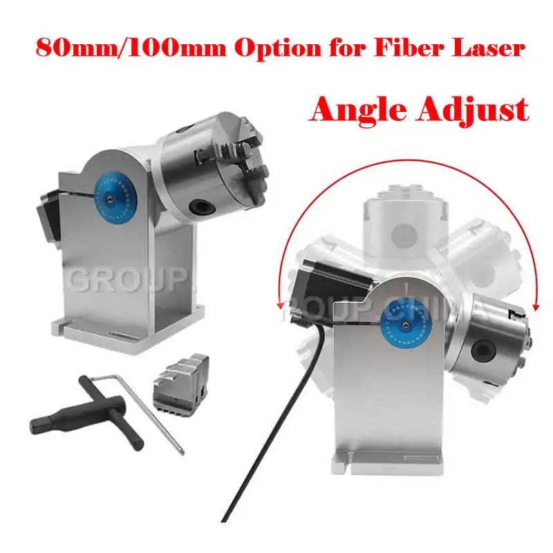 100mm 80mm Rotary Axis 3 Claws 4th Axis For Fiber Laser Metal Carving Engraving Marking Machine CO2 Laser with 2 Meter Wire