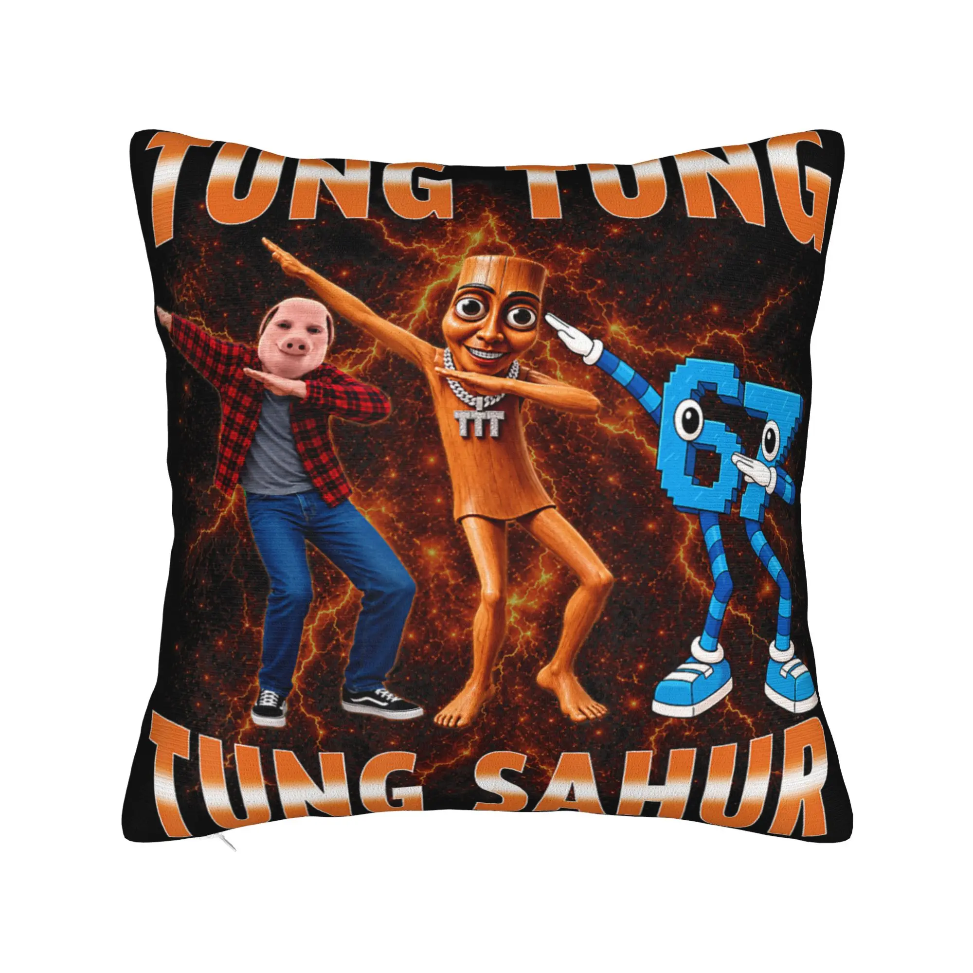 Tung Sahur John Pork is Calling Ke Mun San Dance 67 Meme Pillow Cover  Pillow Case For Office Car Home Decor Soft Pillowcases