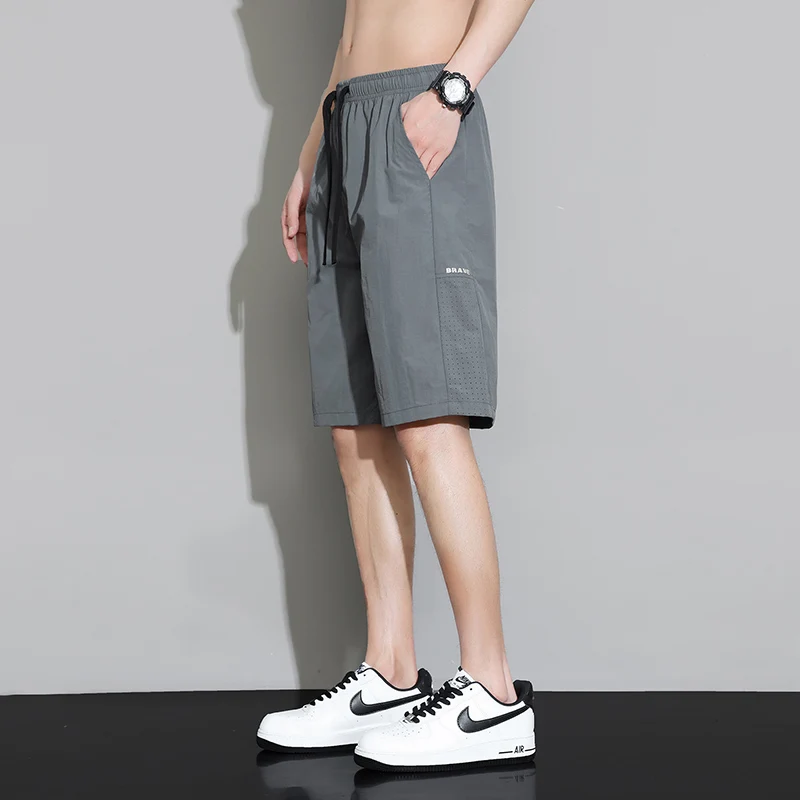 Summer Men's Clothing Straight Cargo Sweatpants Korean Fashion Solid Color High Waist Elastic Pockets Casual Trousers Shorts