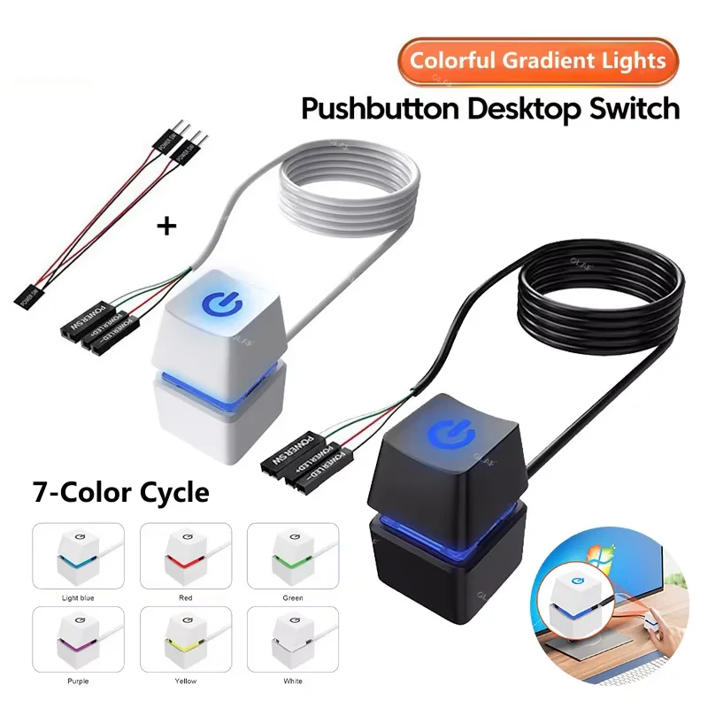 1.8M Desktop Computer Power Switch PC Motherboard External Start On/Off Button Extension Cable Pushbutton Desktop Switch