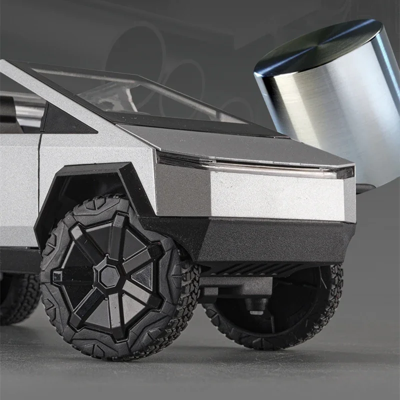 1:24 Teslas Cybertruck Pickup Alloy Car Model Diecasts Metal Toy Off-road Vehicles Truck Model Simulation Sound Light Kids Gifts