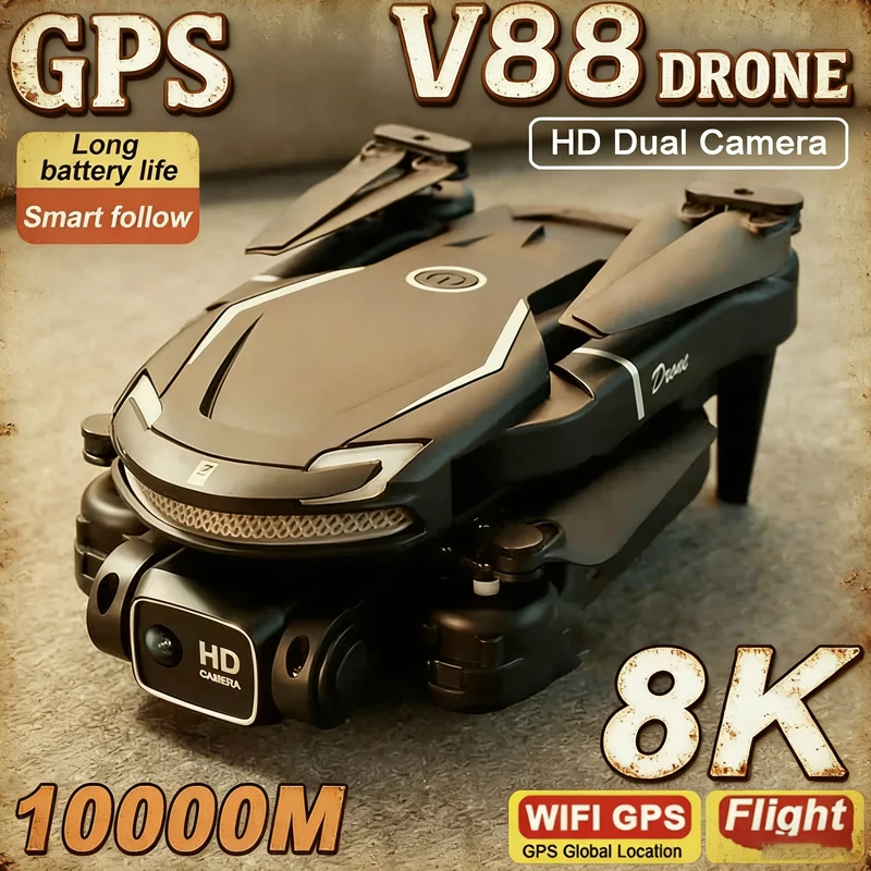 

Новый дрон V88 8K 5G GPS для профессиональной аэрофотосъемки, радиоуправляемый летательный аппарат с HD-камерой, квадрокоптер, игрушка-БПЛА для детей, подарок