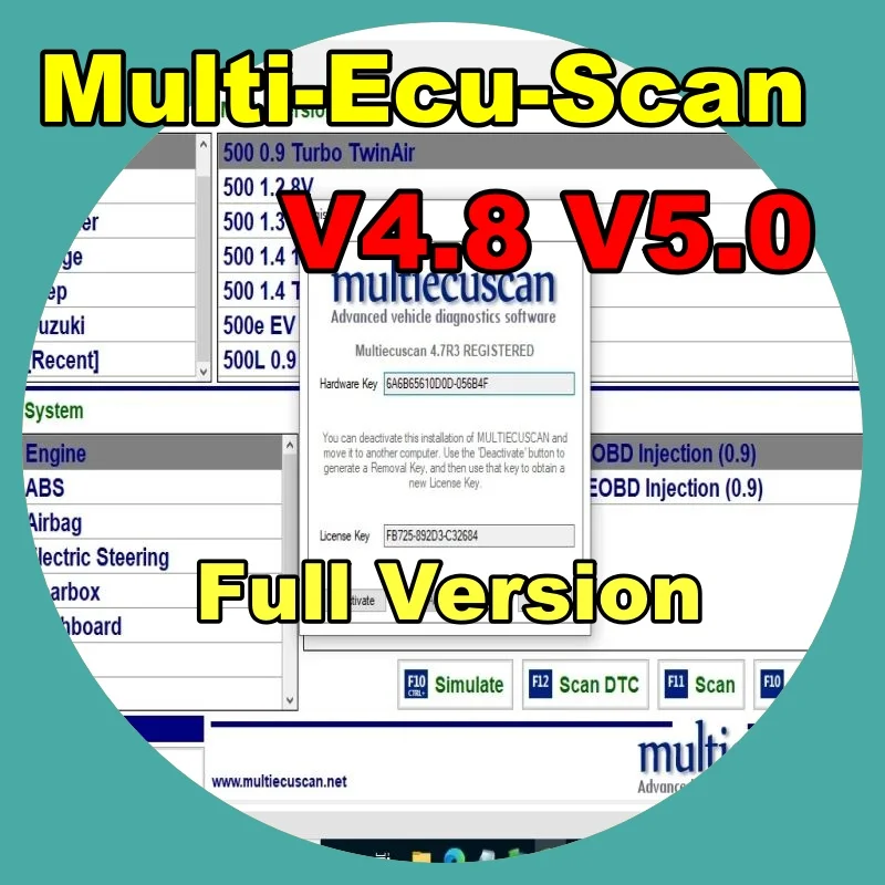 

AUTO Repair Software For Fiat Connector MultiEcuScan 4.8 Register Work With ELM327 MultiEcuScan V5.0 For OBD2 Diagnostic Tool