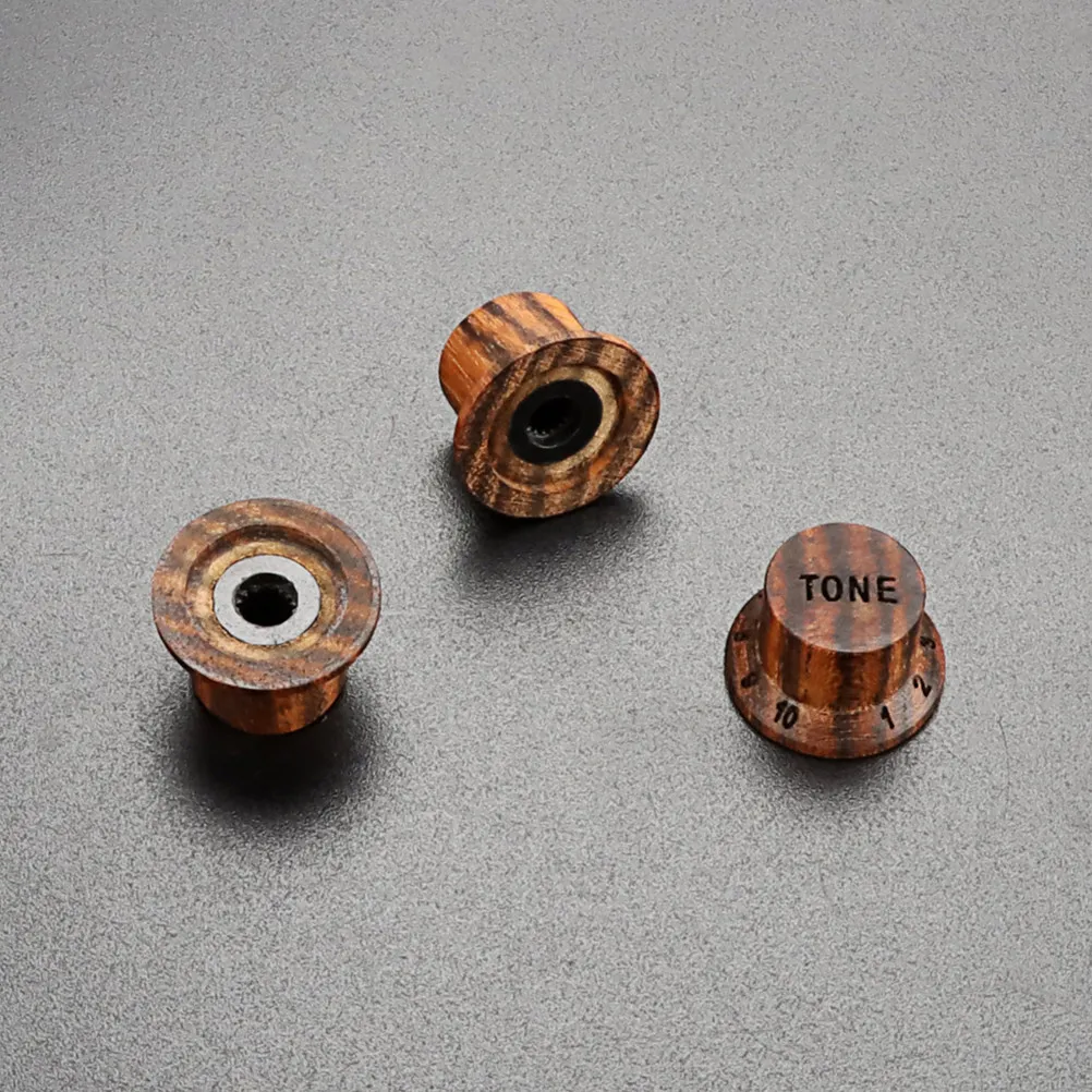 

3Pcs Guitar Volume Knob Wood Tone Control Replacement for Electric Guitar Bass Anti-Corrosive Long-Lasting Instrument Adjustment