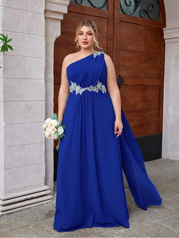 

Plus Size Single Room Chiffon Floor-Length Evening Dress 4xl 5xl Big Size Floor-Standing Luxury Banquet Bridesmaid Wedding Dress