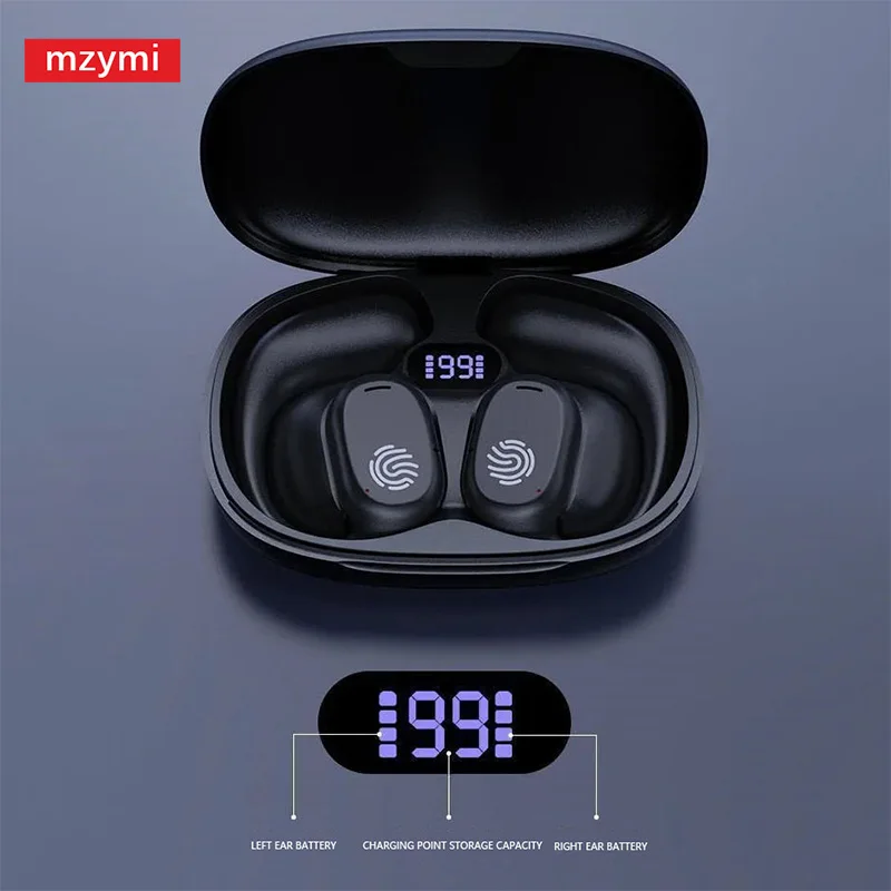 Mzymi-Bluetooth 5.3ワイヤレスヘッドセット,スポーツイヤホン,フック,TWS,xiaomi用