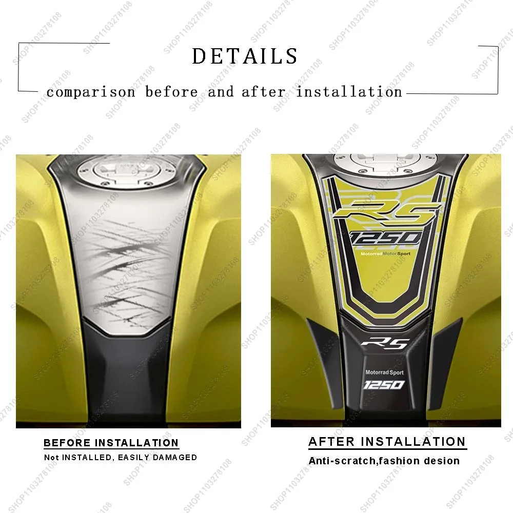 For BMW R1250RS R 1250 RS 2018-2024 2023 2020 2022 3D Epoxy Resin Sticker Motorcycle fuel tank pad Protective Sticker