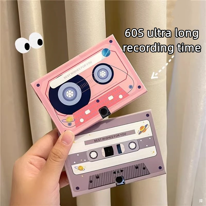 مسجل رسائل صوتية عاطفية شريط كاسيت بطاقة تهنئة صوتية قابلة للتخصيص للأزواج هدية رومانسية 87HA مسجل صوت
