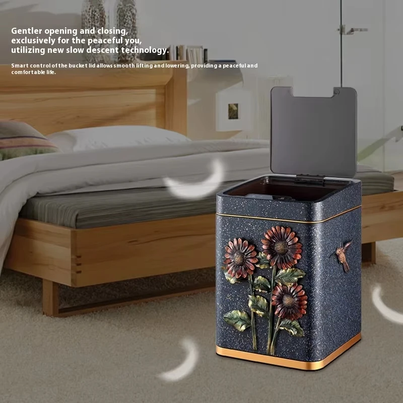 Electronic Automatic Stainless Steel Vertical Trash Can Rechargeable Infrared Induction Kitchen Trash Can