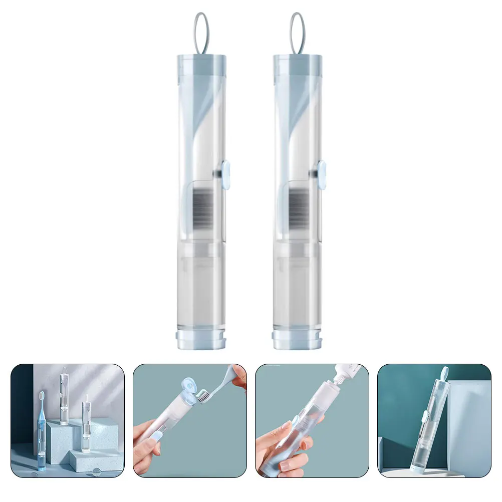 

2Pcs Toothbrush Storage Boxes Portable Simple-Designed Travel Toothbrush Cases for Camping Business Trips Light-Weighted
