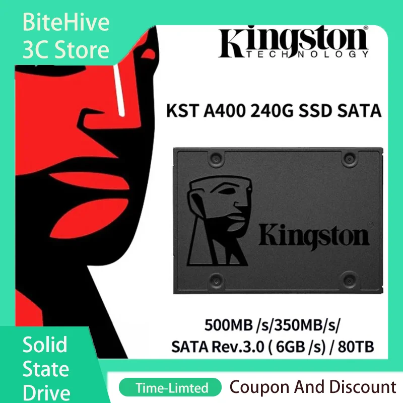 Kingston SSD Internal Solid State Drive SA400S37 SATA3 2.5 Inch SSDs SATA III HDD Hard Disk 120/240/480GB for Laptop Desktop PC