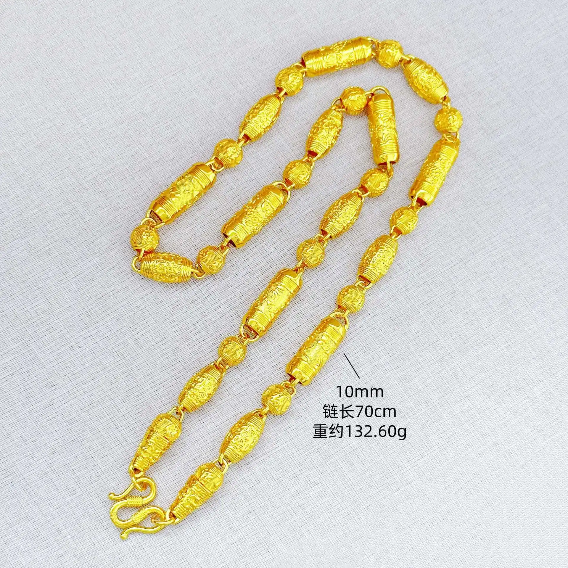 Durable Anti-Collision Lucky Fish Transfer Chain For Men 24K Gold AU999, scratch-resistant solid bead structure