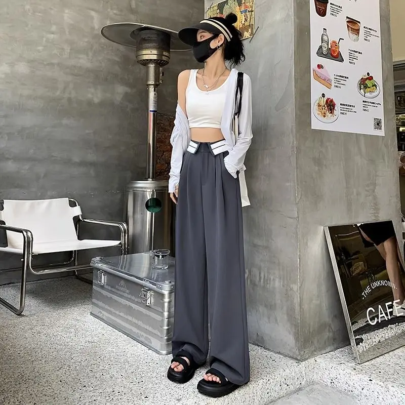 Women's Clothing Summer Korean Fashion Streetwear Chic Wide Leg Suit Pants Female High Waist Loose Straight Trousers Pantalones