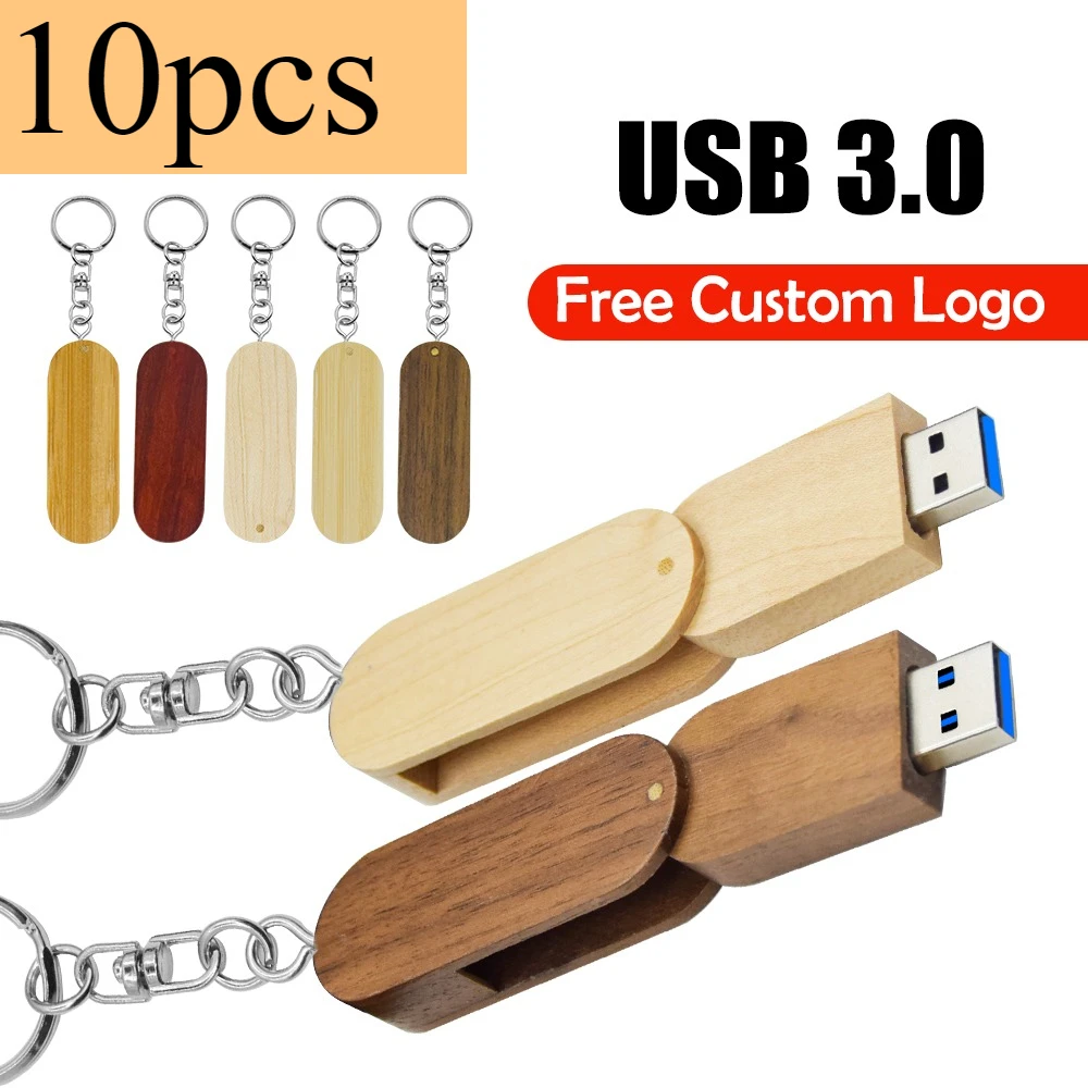 

Wooden USB 3.0 Flash Drives 10PCS LOT Free Logo 128GB Pen Drive 64GB 32GB Bamboo Memory Stick Creative Business Gift Usb Stick