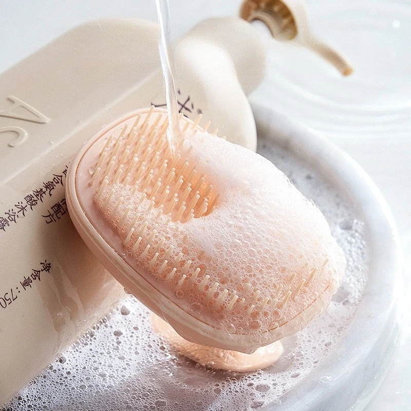 2-in-1 Set Head Massage Instrument Silicone Hair Scalp Massage Brush Double-tooth Shampoo Massage Comb Gentle Head Spa Tool