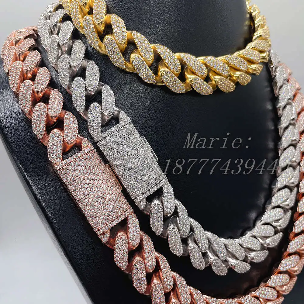 Luxury Factory Price Good Quality Jewelry 925 Sterling Silver with Vvs Moissanite Cuban Link Chain Hip Hop Jewelry Cuban Link.