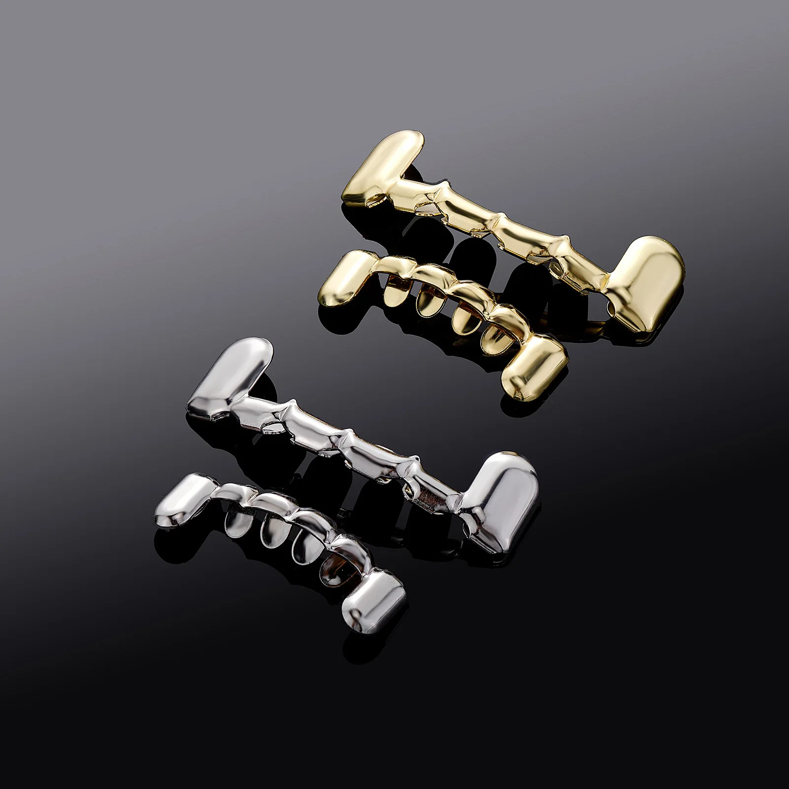 Gold Silver-Plated Hip Hop Teeth For Mouth Grillz Caps Top&Bottom Grill Set vampire teeth for Halloween Party Sets