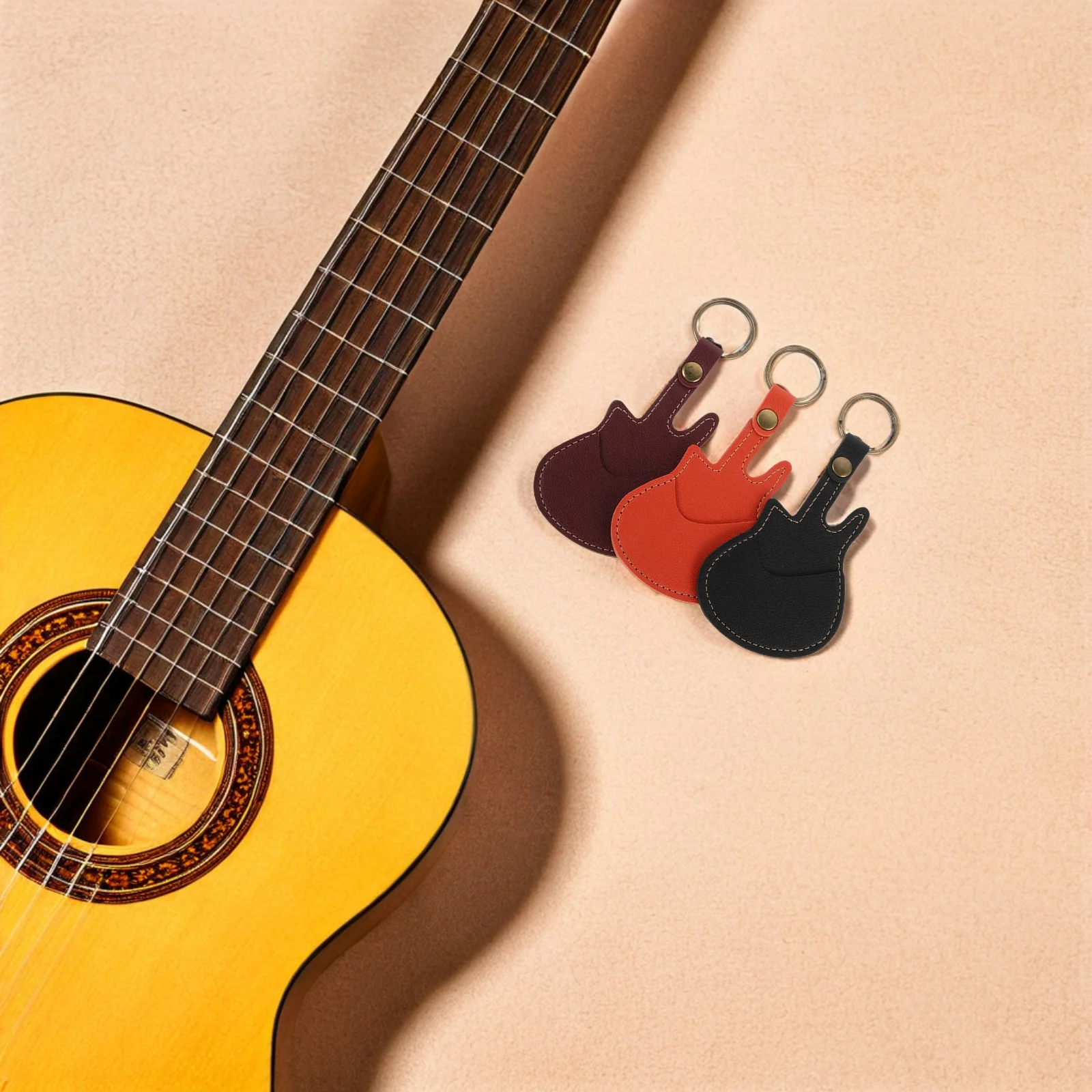

3 Pcs Guitar Storage Case Wallet Plectrum Key Fob Bag Organizer Musical Instrument Metal