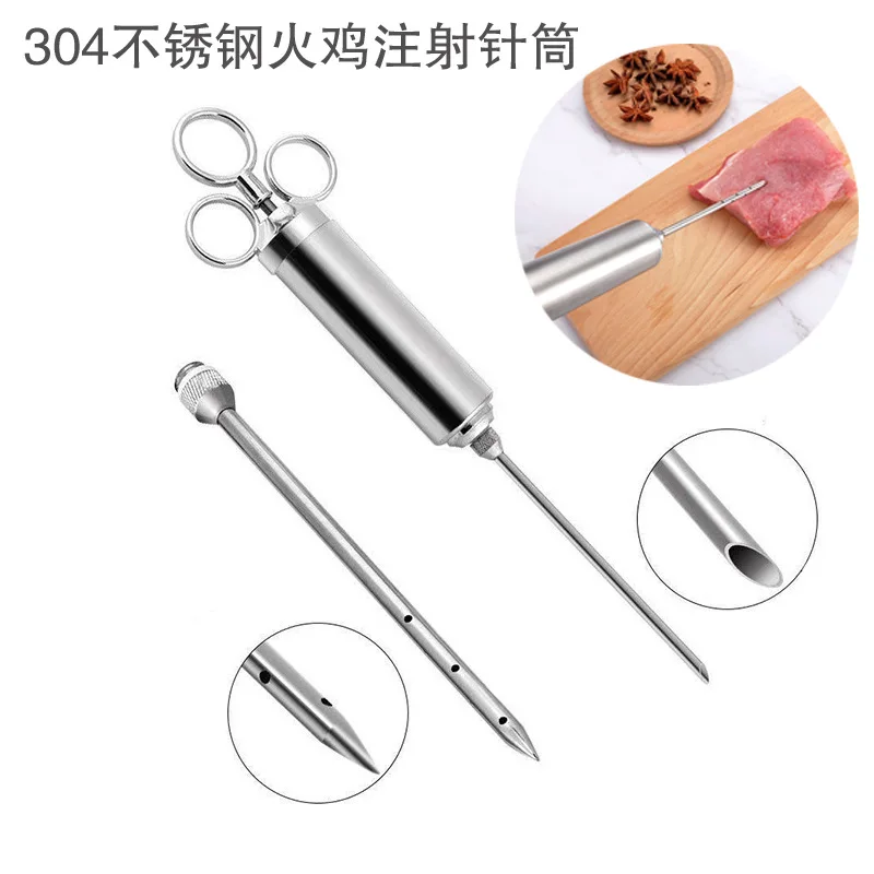 Agujas de sabor de acero inoxidable, jeringa para carne, inyector de adobo de pavo, cerdo, barbacoa, filete, salsas de pescado, jeringas, herramientas de cocina, 3 uds.