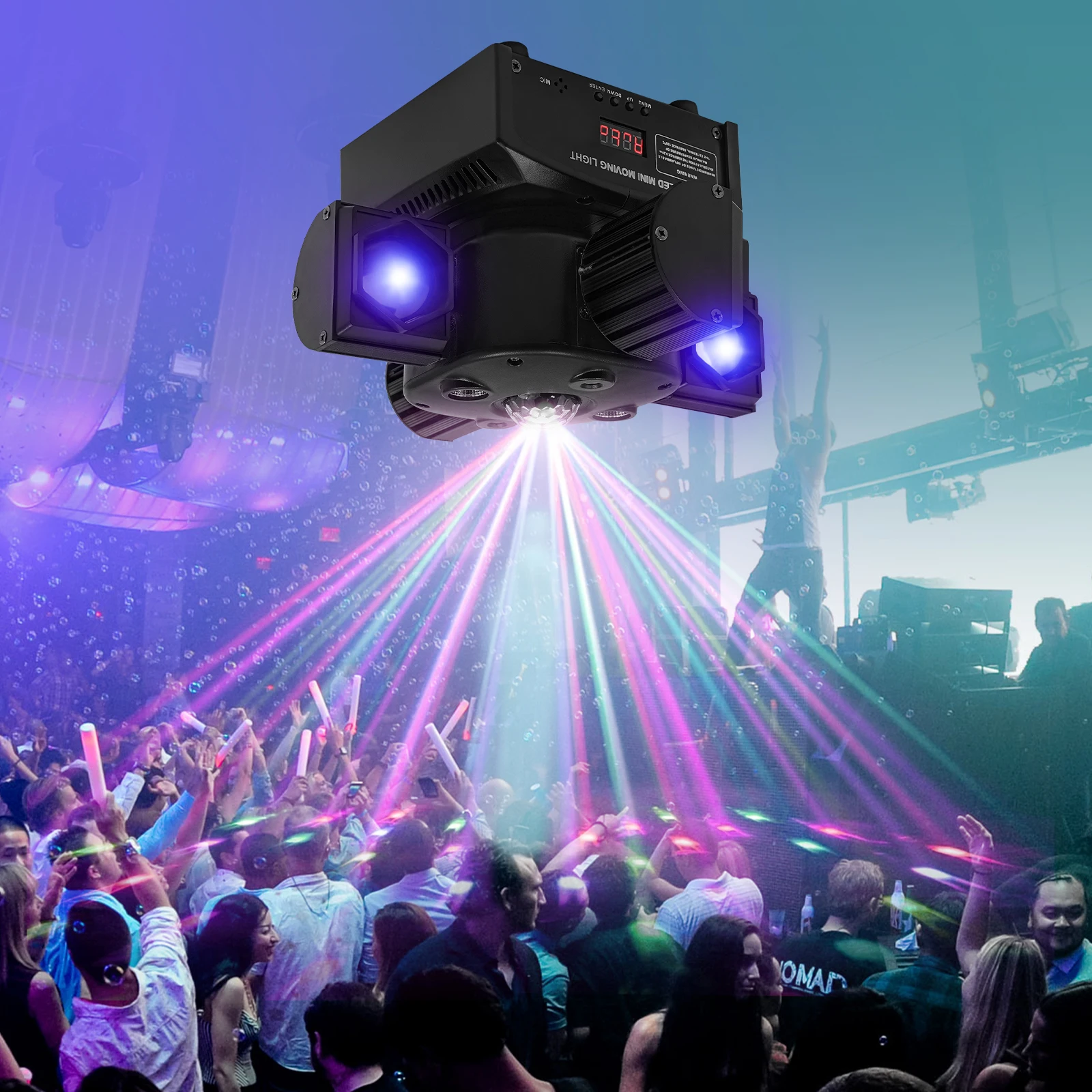 

Светодиодный прожектор с 4 подвижными головками RGB для сцены, дискотек, клубов, свадеб и шоу