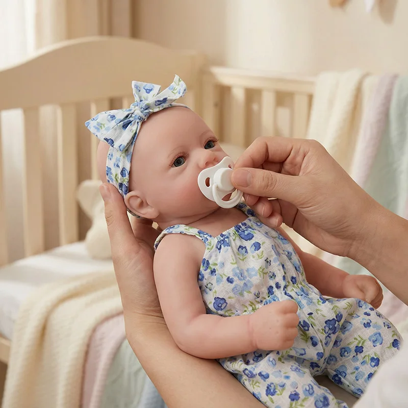 12" Full Solid Silicone Baby Doll Reborn Felicia/Elijah Mini Cute Dolls Elastic Strechable Reborn Dolls Gift Toys Collection