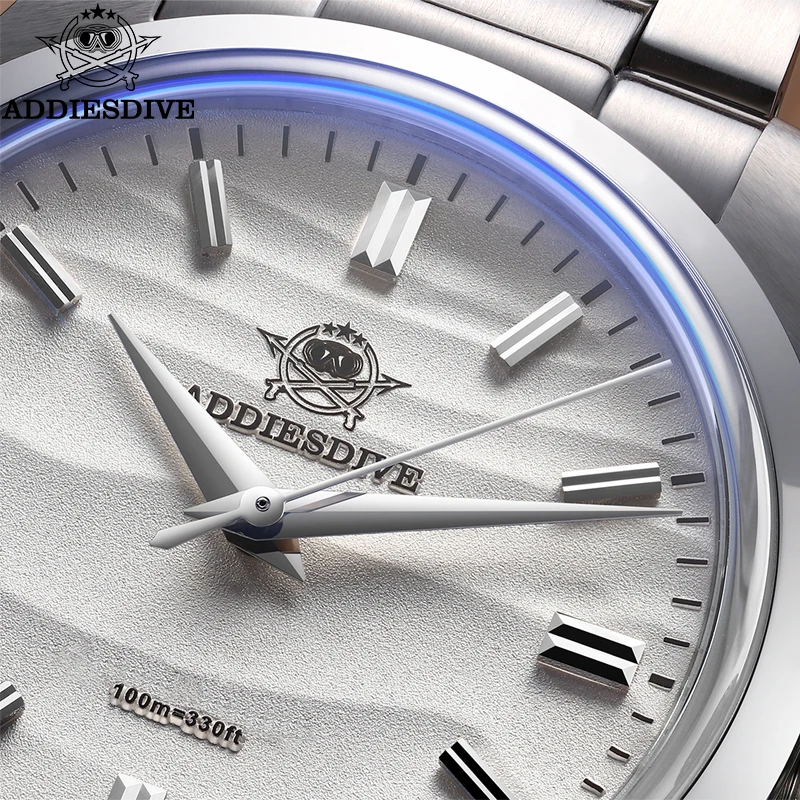 Addiesdive Herenhorloge Zand Wijzerplaat 36 Mm Quartz Horloge 100 M Waterdicht 316L Roestvrij Staal AR Gecoat Koepelglas Horloge voor Mannen