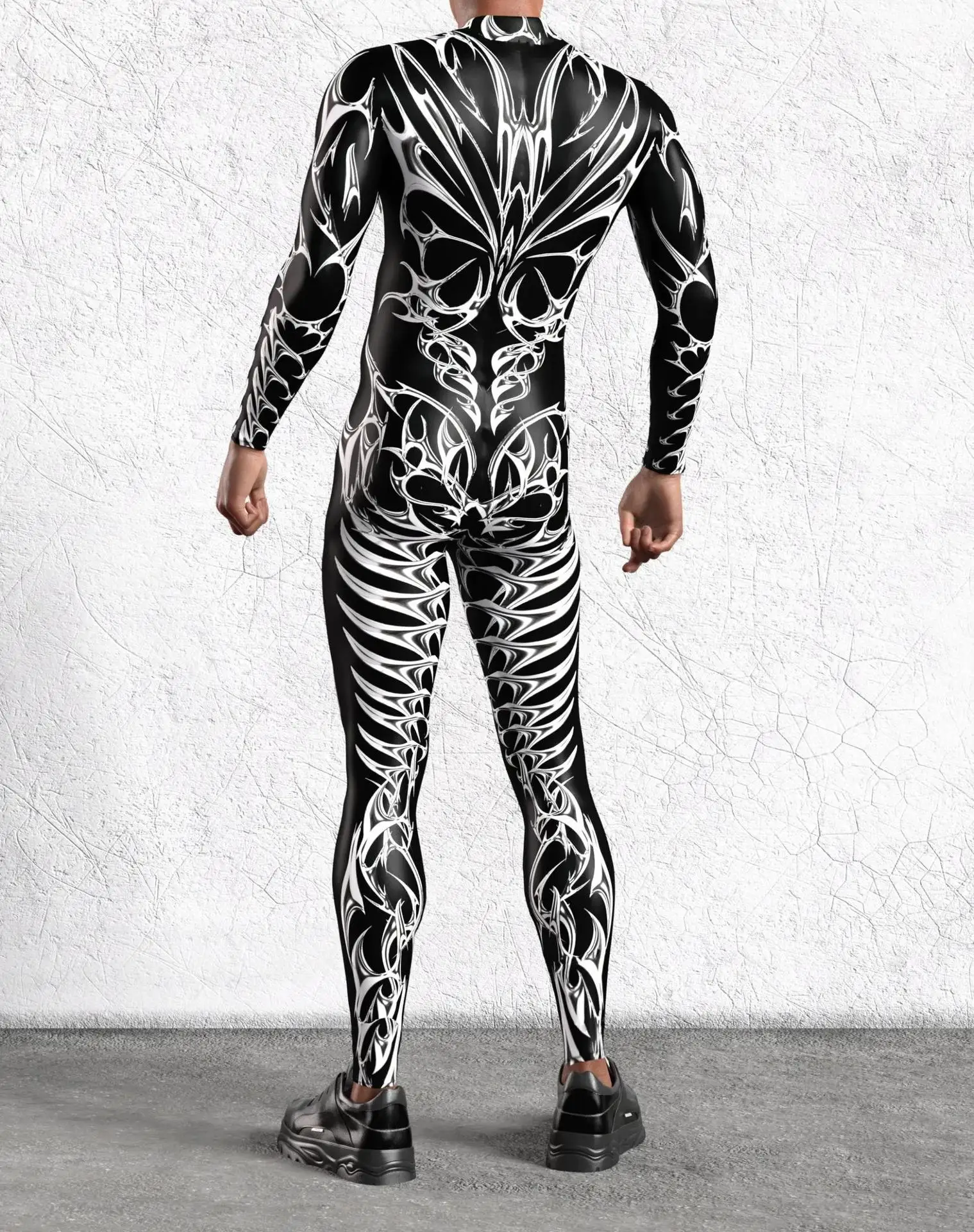 Herren Sexy Bunter Print Bodysuit Punk Morphsuit Halloween Roboter Zentai Anzug Feiertagsparty Jumpsuit Rave Cosplay Kostüm – Detail 16